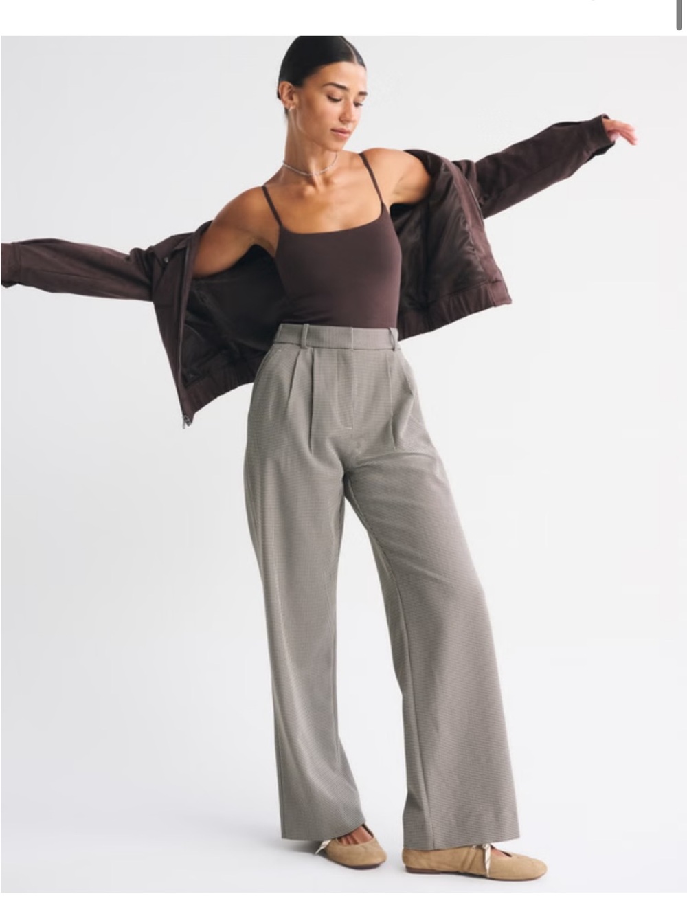 Abercrombie & Fitch Curve Love A&F Sloane Tailored Wide Leg Pant